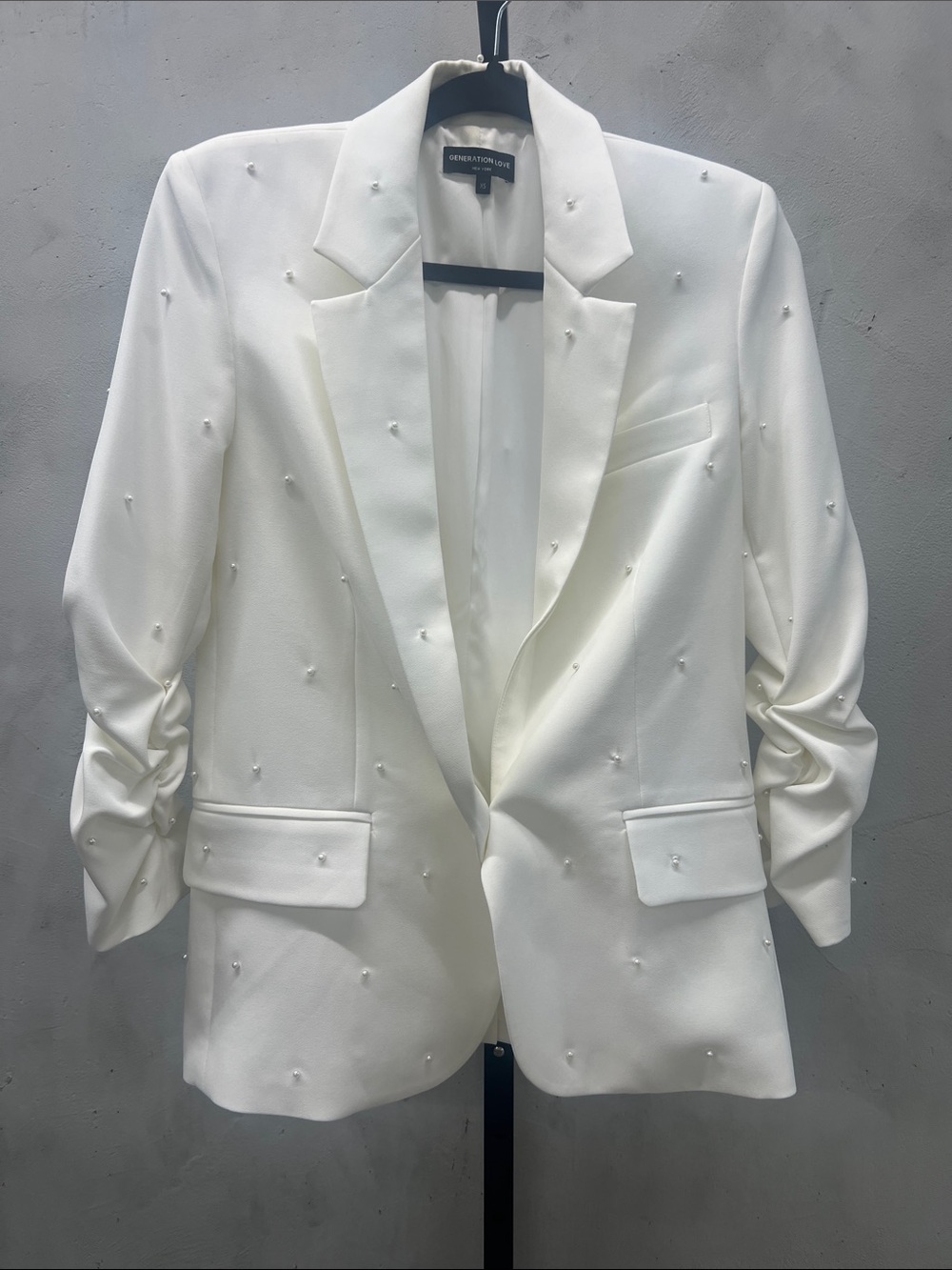 Generation Love White Pearl-Embellished Blazer